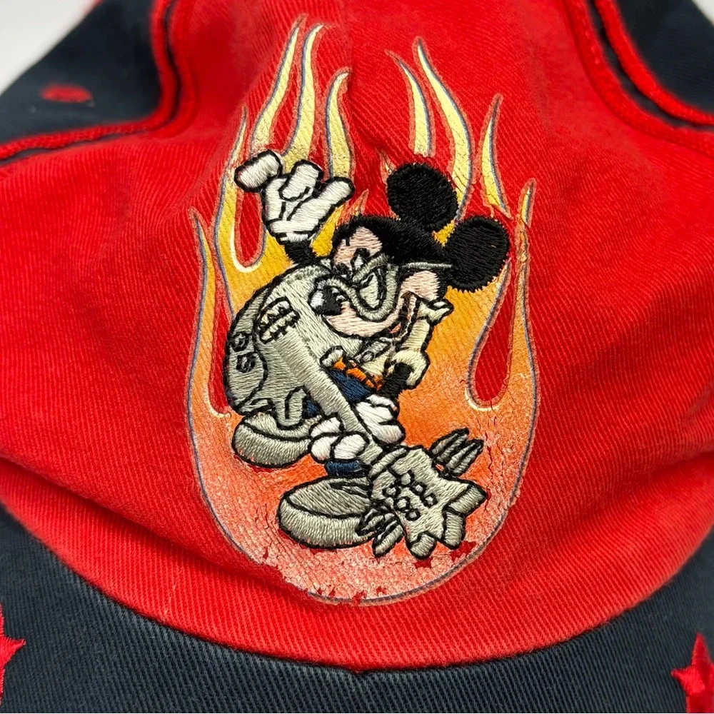 Vintage y2k Mickey kids hat with flames, Super Star embroidery